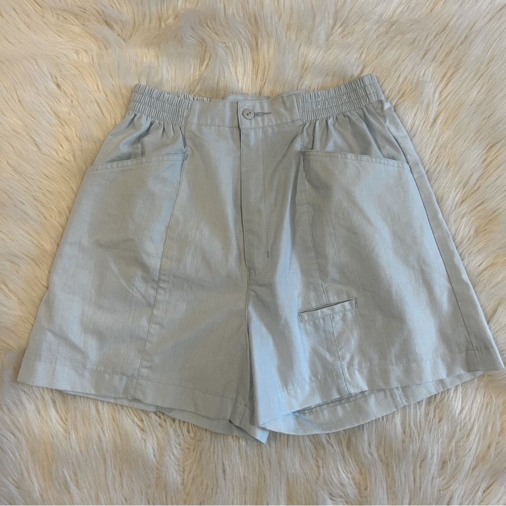 Vintage Light Patel Blue Fabric High Rise Shorts Size Small